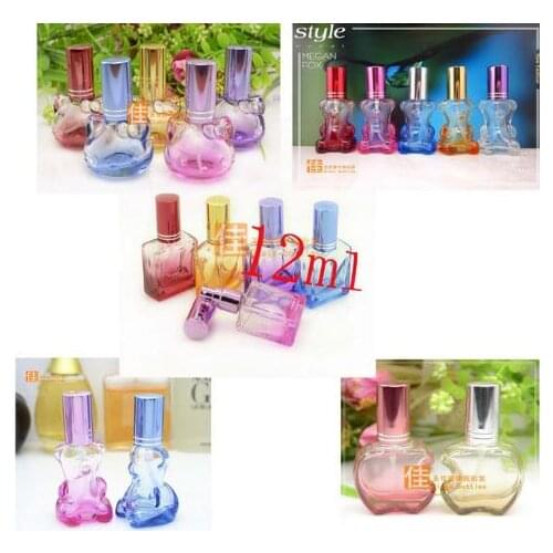 Capacity12ml 200pcs/lot Spray glass sub-bottling, packing colorful portable perfume bottles empty bottle