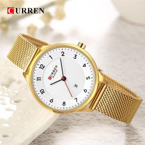CURREN Gold Wrist Watch Women Watches Luxury Brand Steel Ladies Quartz Women Watches Sport Relogio Feminino Montre Femme 9035