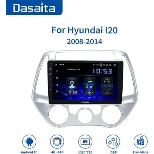 Dasaita 9" Android 10.0 Car Bluetooth GPS Radio Player for Hyundai I20 2008 2009 2010 2014 with 4GB 64GB Auto Stereo Multimedia