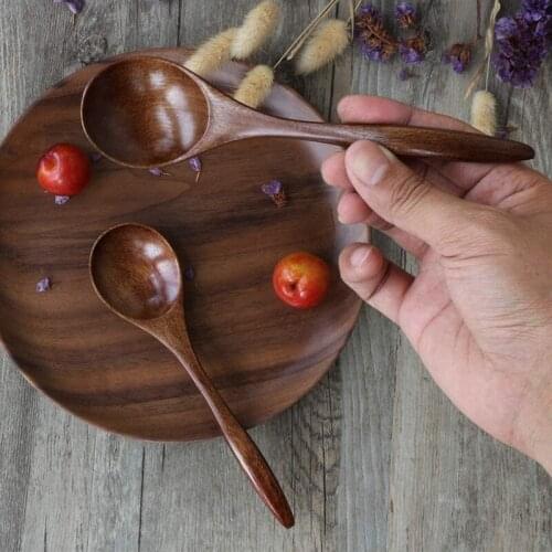 10 Pieces Wooden Spoons for Eating Eco-Friendly Handmade Teaspoon for Dinner Salad Desserts Snacks Cereal Fruit