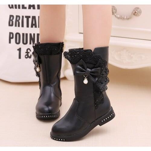 Childrens boos Leisure Wild shoes For Girls Princess Kids Leather Rubber Female Childrens Boot Winter Boots For Girls EUR27-39