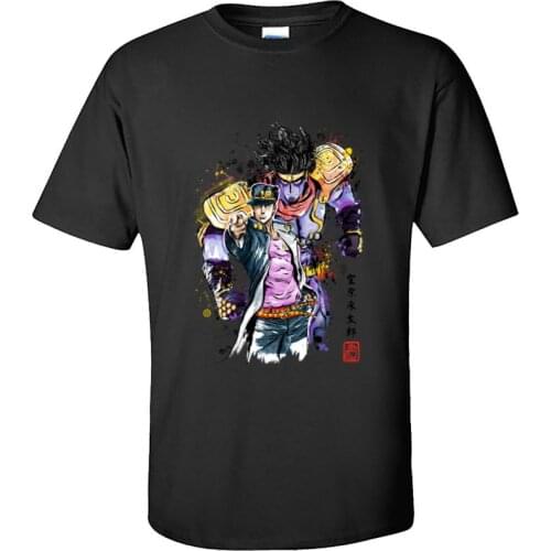 Men Japanese T-Shirt JoJo Bizarre Adventure Watercolor Casual Tshirt Joestar Joseph Personalized Top T-shirts Harajuku Camiseta