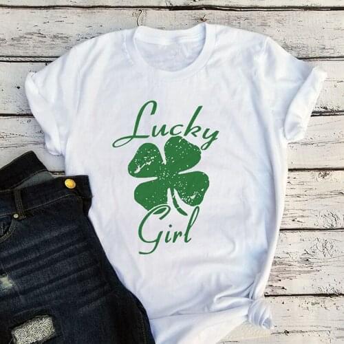 Tee shamrock tshirt funny St patricks day fashion lucky girl shirt womens streetwear gothic tops aesthetic plus women s