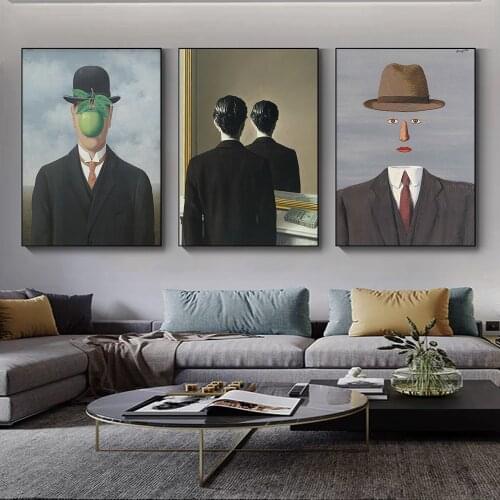 Surrealism Art Pictures The Son of Man By Rene Magritte Canvas Paintings Wall Art Posters and Prints for Home Living Room Decor