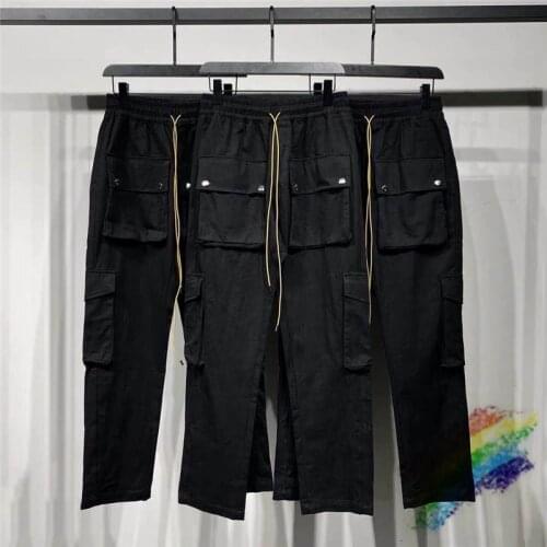 2021Black Pants Men Women 1:1 Best Quality Cargo Multifunctional Flap pockets Overalls