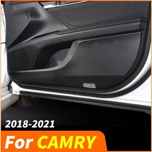 Leather Carbon Fiber Door Kick Pad, Door Protective Pad For Toyota Camry 8TH XV70 2018 2019 2020 2021 Car Accessories Refit