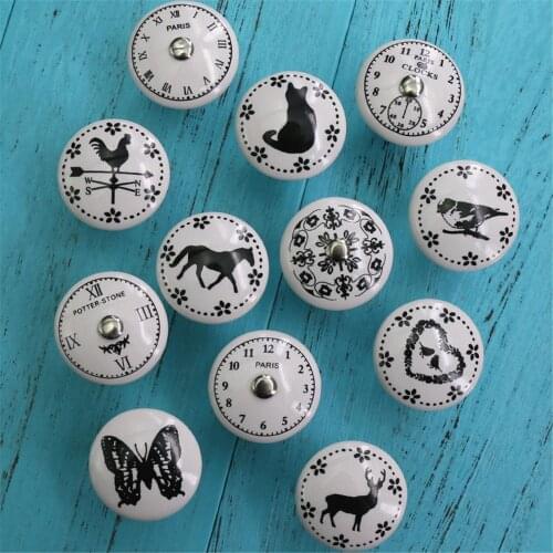 Round Ceramic Knob for Kitchen Bathroom Furniture Door Drawer, Wardrobe Cabinets Vanities Knob Pull Handle Drawer Knobs