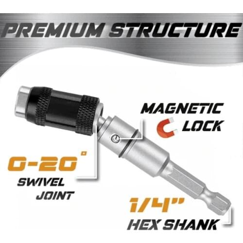 1/4" Magnetic Screw Drill Tip Drill Screw Tool Quick Change Locking Bit Holder Drive Guide Drill Bit Extensions Pivot Drill