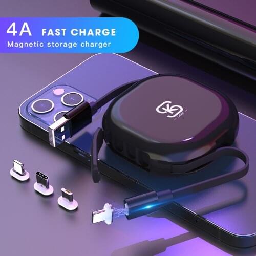 Magnetic Rope Fast Charging Data Sync Cord 4A USB Cable For Micro Type C Charger For iPhone 12 USB Data Line SIKAI