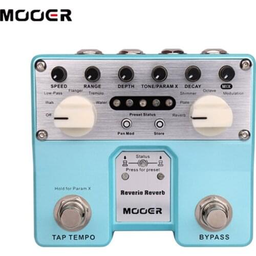 MOOER Reverie Reverb Electric Guitar Effect Pedal 5 Reverberation Modes 5 Enhancing Effects Twin Footswitch Guitar Accessories