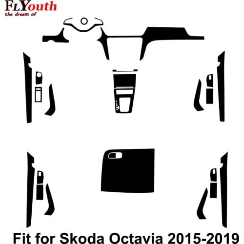 Carbon Fiber Sticker for Skoda Octavia 2015-2019 Car Gear Shift Panel Water Cup Holder Panel Frame Cover Trim Car Styling