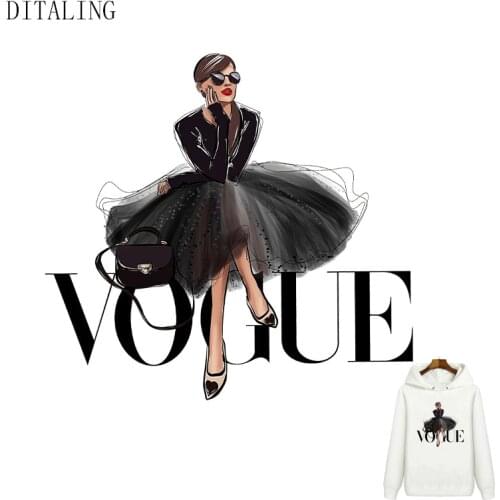 Girls Patches For Clothing Thermal Sticker Fashion Model T-Shirts Heat Transfer Stickers DIY Appliques Decoration Dropshpping