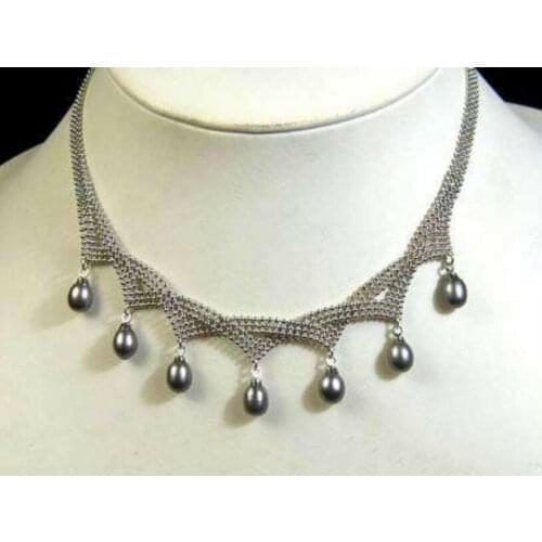 Charming Black pearl pendant necklace 17.5