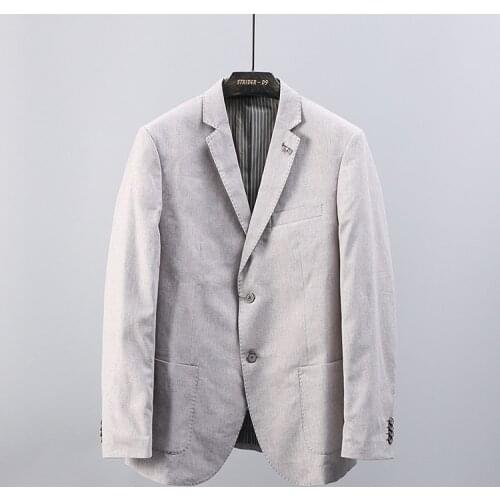 Autumn men fashion loose single breasted long sleeve cotton outerwear male trendy color basic design casual blazers