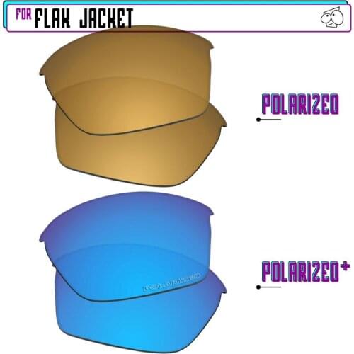 EZReplace Polarized Replacement Lenses for - Oakley Flak Jacket Sunglasses - BlueP Plus-GunmetalP