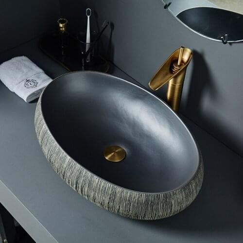 Bathroom Sinks Art Basin Lavamanos Vessel Sinks Ceramic Wash Basin Household Washbasin Toilet Sink Shampoo Basin for Hotel