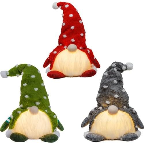 Christmas Fat Faceless Old Man Ornaments Glow LED Light Doll Pendant Xmas Tree Hanging Decoration Gnome Plush Doll Excellent