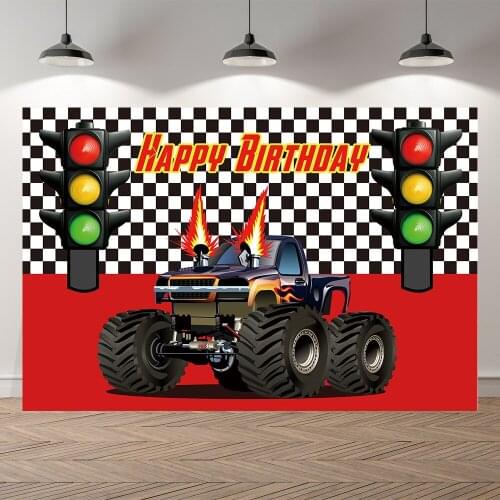 Seekpro Race Car Birthday Backdrop Customized Boy Traffic Lights Racing Baby Shower Party Decorations Background Photocall