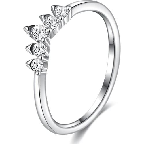 SILVERHOO New 925 Sterling Silver Crown Ring Finger Rings For Women Vintage Stackable Rings Band Silver Wedding Fine Jewelry