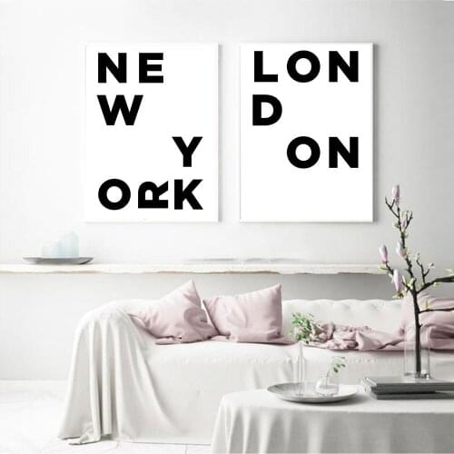 Scandinavian New York and London Canvas Poster Motivation Nordic Style Wall Art Print Painting Decoration Picture