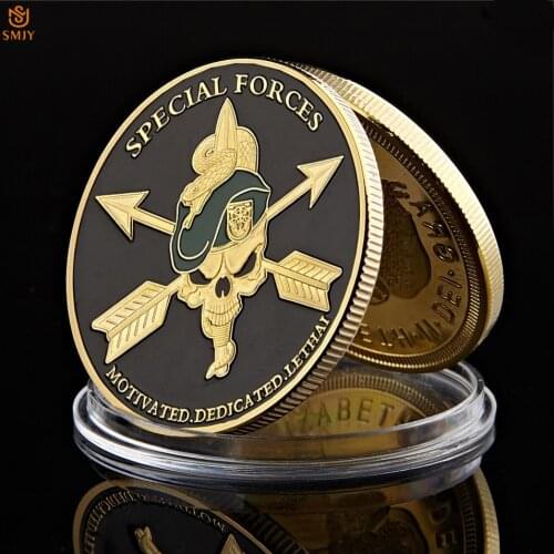 US Military Souvenir Coin US Army Special Forces Green Berets Liberty Freedom Challenge Gold Token Coin Collection