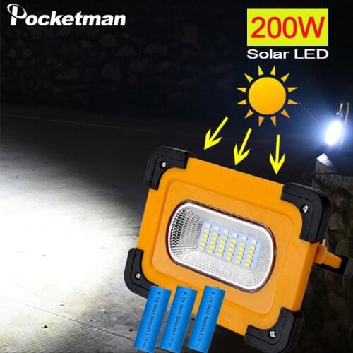Solar LED work light Outdoor 200m waterproof built-in 18650 battery suitable camping Repair Bright lantern torch