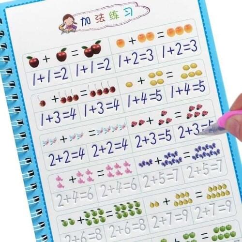 Children Educational 3D Exercise Book Reusable Copybook For Calligraphy Digital Learning Arithmetic Math Writing Books For Kids