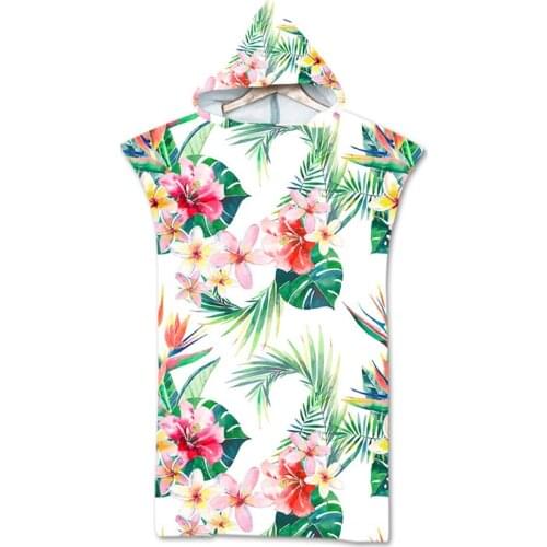 Tropical Leave Hooded Bath Towels Cloak Microfiber Wetsuit for Adult Women Bathrobe Absorbent Swimming Beach Towel Poncho Toalla