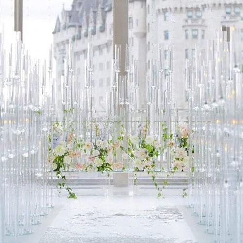 Party Decor Aisle Road Lead Tall Wedding Crystal Centerpieces Metal Flower Chandeliers Acrylic Flower Stand Table Centerpiece 81