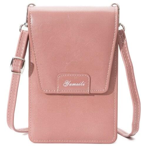 New Korean Version Female Single Shoulder Mobile Phone Bag Fashion Pure Color Soft Leather Women Messenger bolsos marca mujer