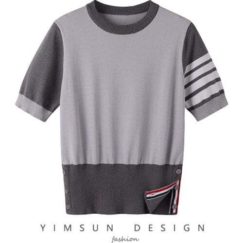 2021 spring and summer tbb short-sleeved female net red Korean version of the slim top ins super fire all-match color matching