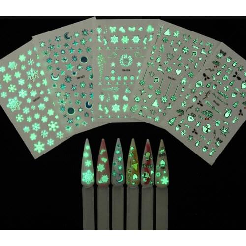 1 Sheet Luminous 3d Nail Sticker Glow In Dark Flower Mixed Patterns Nail Foil Transfer Decals Nail Art Diy Decoration 4 Option