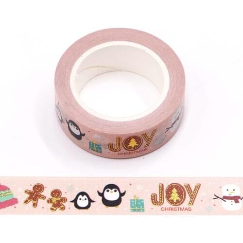 1 pc 15mm*10m Foil Christmas Snowman penguin gift Decorative Washi Tape DIY Scrapbooking Masking Tape School Office Supply