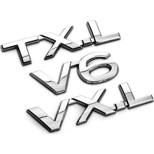 1 PCS 3D chrome V6 VXL TXL TX-L VX-L badge Refitting Emblem car Stickers Discharge Capacity logo for Toyota Prado Car Styling