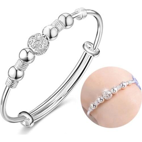 1 Pc Creative Fashion Boutique Womens Jewelry Chain Hydrangea Good Luck Beads Silver-Plated Bracelet For Female Jewelry Gift