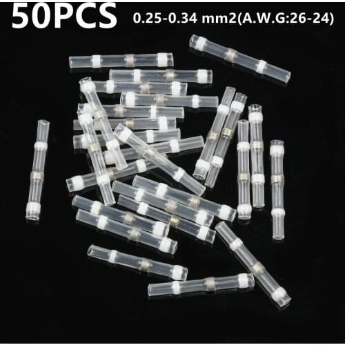 10/20/50PCS White Solder Seal Wire Connectors 3:1 Heat Shrink Insulated Electrical Wire Terminals Butt Splice Terminal AWG26-24