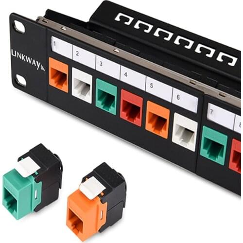 10 Inch 12 Ports CAT6 Modular Patch Panel Incl. Network Distribution Frame Cabinet Management 12pcs RJ45 Tool-less Keystone Jack