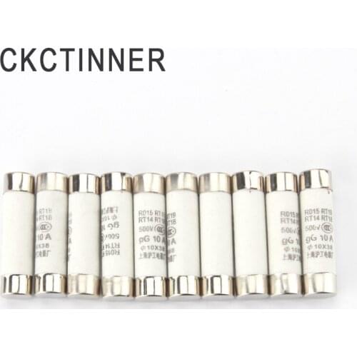 10pcs 1A 2A 3A 4A 5A 6A 8A 10A 15A 20A 25A 32A 10*38mm electronic fuse ceramic fast blowing cylindrical effect Fuses links
