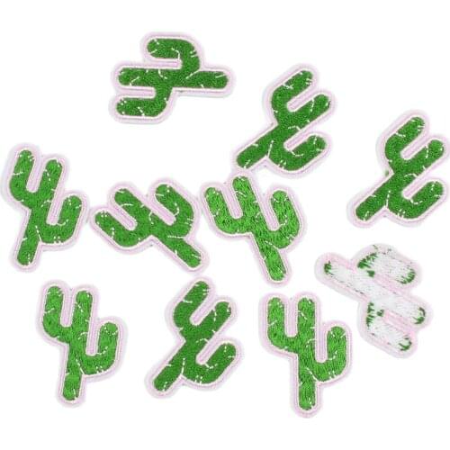 10pcs Cartoon Cactus Patch Iron On Embroidery Stickers Sew On Clothes Patches DIY Fabric Appliques Coats Jeans Bags Shoes Badge