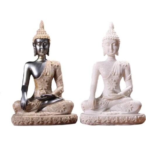 11 Style Nature Sandstone Miniature Buddha Statue Thailand Fengshui Figurine Hindu Meditation Sculpture Home Decoration
