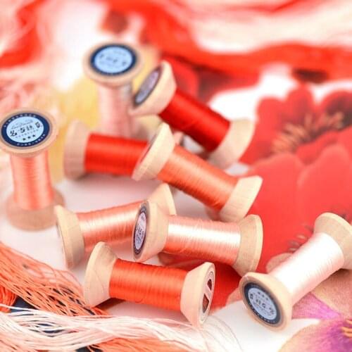 20m Mini Spool/Suzhou embroidery embroidery thread / silk thread spool / silk embroidery thread /Red orange