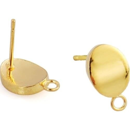 20pcs 9.5*7mm Stainless Steel Earrings Jewelry Making Accessories Gold Oval Drop Earrings Base Connectors Linker For DIY Jewelry