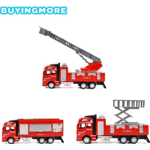 3 pcs/Set Alloy Diecast 1:48 Simulation Fire Truck Model Car Toys for Boys Metal Plastic Model Pull-back Vehicle Educational Toy