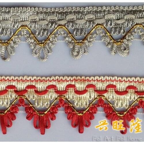 30 Yard/lot Gold Triangular lace fabric curtains sofa lace trim 3.5cm handmade diy clothes edge accessories 12 colors choose