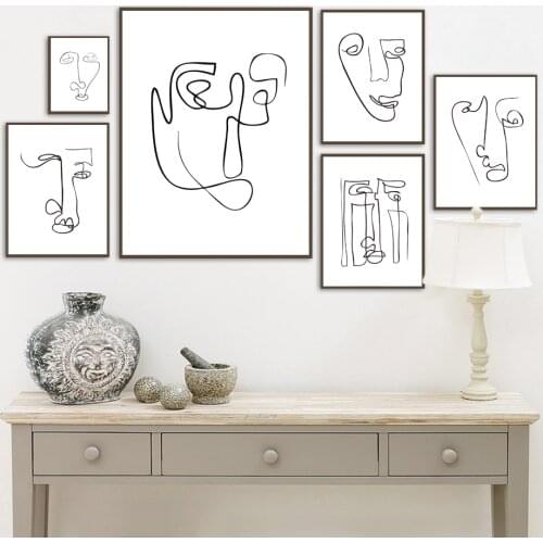 Abstract Lines Face Sketch Minimalism Wall Art Canvas Painting Nordic Posters And Prints Wall Pictures For Living Room Decor
