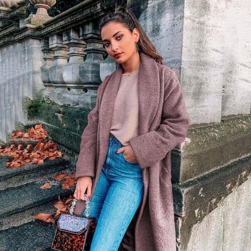 BKLD Fall Winter Women Long Woolen Coat Fashion Solid Color Long Sleeve Turndown Collar Temperament Outwear Ladies Streetwear