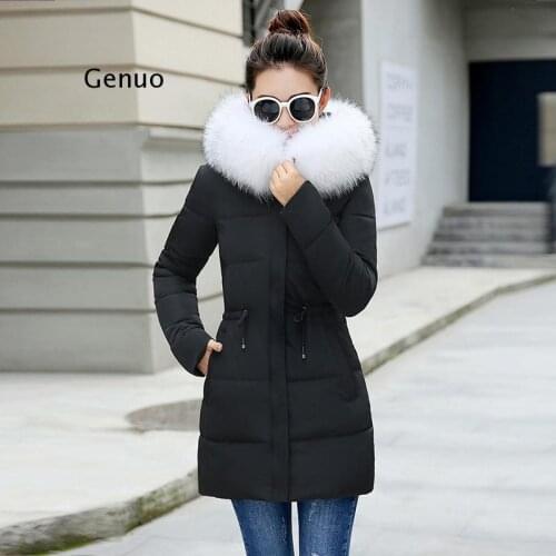 Big fur winter coat jacket women thickened parka women slim long winter coat down cotton ladies down parka down jacket women