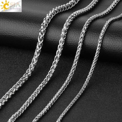 CSJA Stainless Steel Necklace for Men 3 4 5 6 MM Width Male Jewelry Necklace Long Link Chain Collier Homme Acier Inoxydable S738