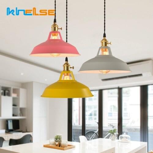Colorful Industrial Led Pendant Light Vintage Umbrella Shape Chandelier Retro Bedroom Kitchen Suspension Home Decor Hanging Lamp