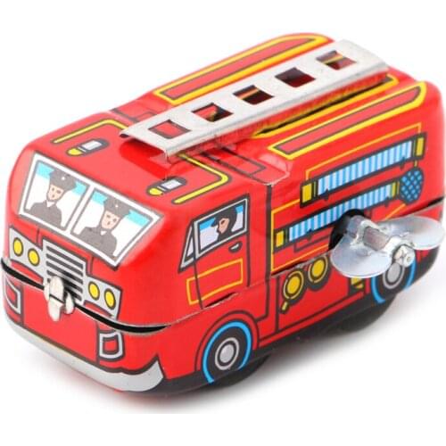 Children Vintage Fire Chief Firefighter Car Truck Clockwork Model Toys Gifts